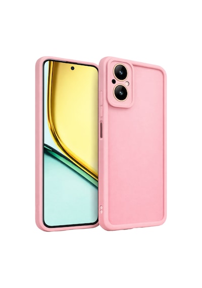 Realme C67 Ve Realma 12 Lite Uyumlu Kamera Çıkıntılı Mat Silikon Telefon Kılıfı Pembe