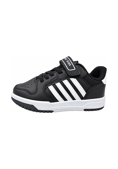 Papucumun Dünyası Çocuk Bağcıklı Cırt Cırtlı Kolay Giyimli Günlük Spor Ayakkabı Sneaker Siyah Beyaz