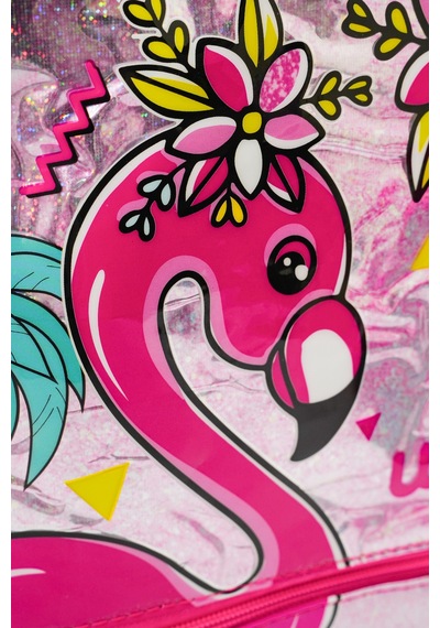 Wia Palm Flamingo Kız Çocuk İlkokul Çantası Turkuaz - Pembe