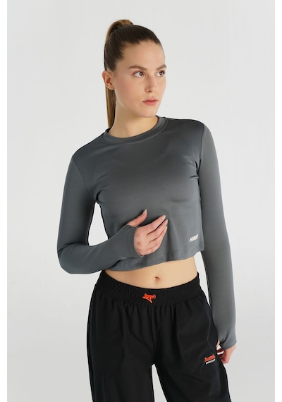 Hummel Dolby Crop Uzun Kollu Tişört 912085-7319 Gri