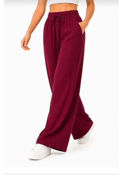 Comeor Comedy Bel Lastikli Geniş Paca Bordo Pantalon