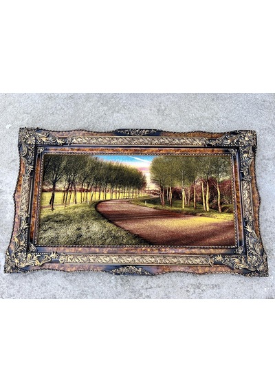 Sessiz Hatıralar Yolu Adlı İran Tebriz Halı Tablo 123x73cm - Duvar Halı Kilim Tablo