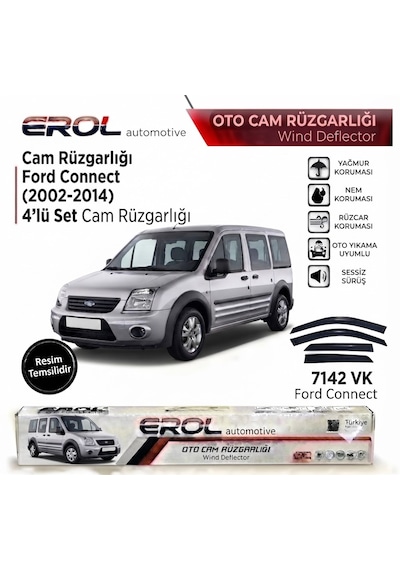 Ford Connect 2002-2014 4'lü Mugen Cam Rüzgarlığı