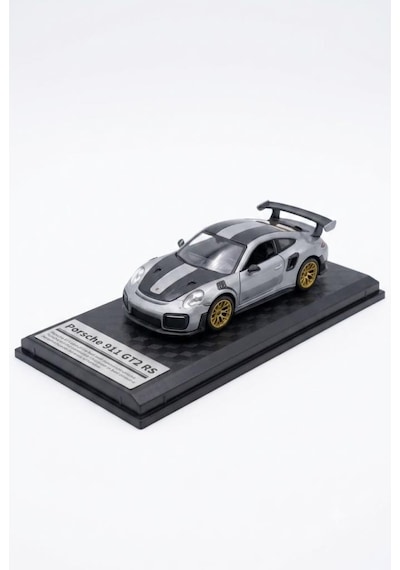 TıfılToys Hobbiez Lisanslı Porsche 911 Gt2 Kapıları Açılabilir Model Diecast 1/32 Ölçek Metal Standlı Araç Gri