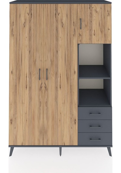 Hyperion Dolap 5 Raflı 3 Çekmeceli Tek Askılı 132x44x195 Antrasit-çam/antrasit Atlas Çam/antrasıt Hyperion Dolap 5 Raflı 3 Çekmeceli Tek Askılı 132x44x195 Antrasit-çam/antrasit Atlas Çam/antrasıt