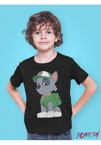 Bumeta Paw Petrol Rocky Karakter Characters Çocuk Tişört T-shirt Siyah
