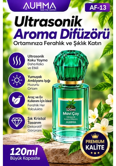 Ultrasonik Aroma Difüzörü 120 Ml Mavi Çay Kokulu Led Işıklı Araç Ve Oda Kokusu Aklby-bsva58