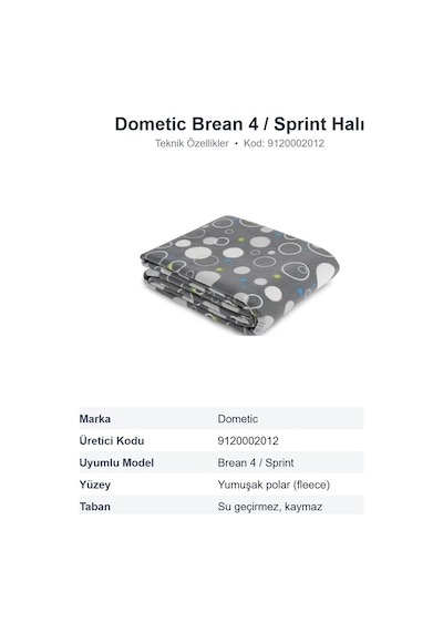 Dometic Brean 4 / Sprint Çadır Halısı Fleece Polarlı Ölçüsüne Özel 9120002012