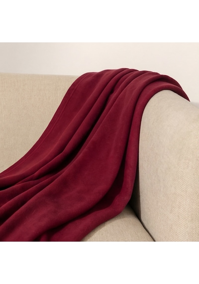 Prime Sleeks Kalın Dokulu Yün Tv Battaniyesi 120x150 Cm Koltuk Şalı Diz Örtüsü - Kırmızı Kırmızı