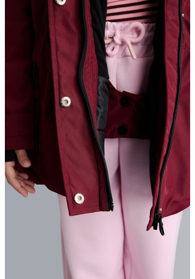Defacto Çıkarılabilir Suni Kürk Yaka Kapüşonlu Polar Astarlı Fermuarlı Şişme Kayak Montu Kız Çocuk F4480a826wnbr115 Bordo-br115