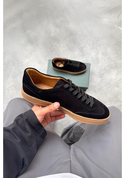 Flaw Süet Bağcıklı Sneaker Siyah-28318 Siyah