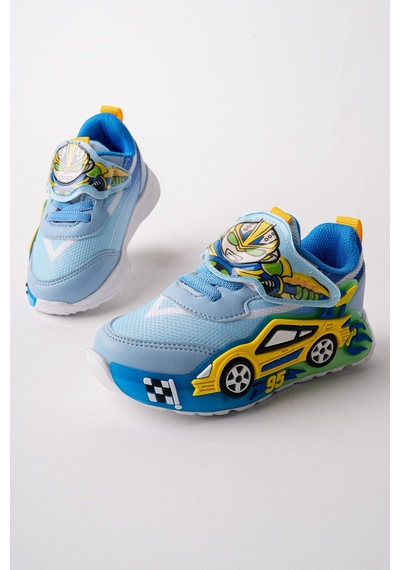 Muggo Car Cırtlı Arabalı Ve Işıklı Günlük Çocuk Sneaker Spor Ayakkabı Mavi