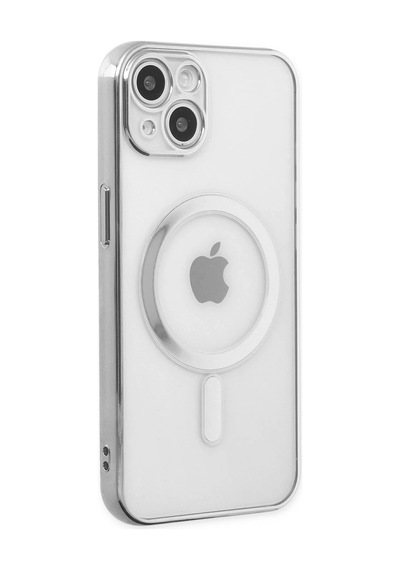 Cosmotex Newface Apple, Uyumlu iPhone 14 Plus Kılıf Magneticsafe Lazer Silikon - Gümüş