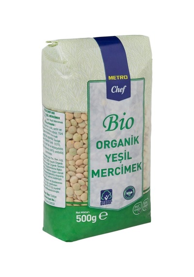Metro Chef Bio Organik Yeşil Mercimek 500 G - %100 Doğal Bakliyat 4'li Avantaj Paketi - 4 Adet Tarı