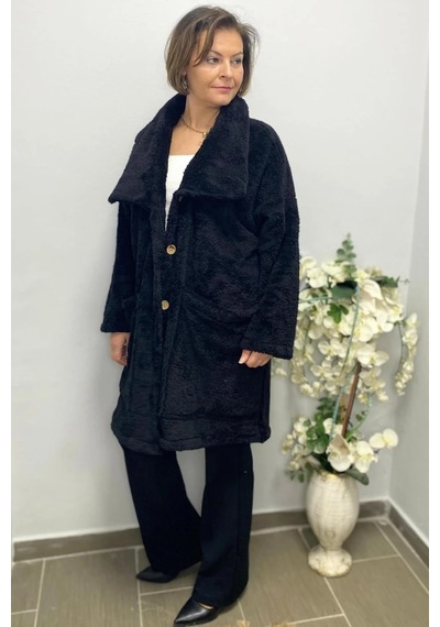Mia Butik Kadın Siyah Peluş Hırka Siyah