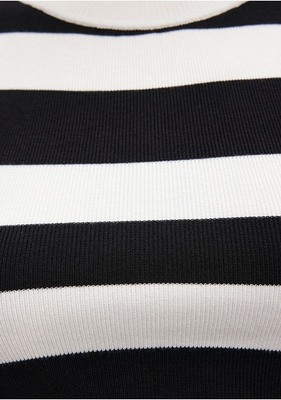 Mavi - Çizgili Crop Triko Top 1710098-85407 Siyah
