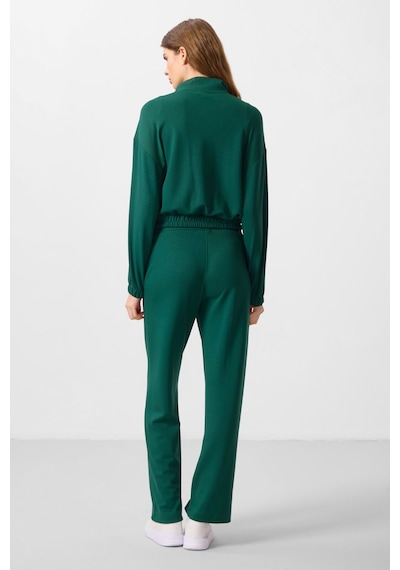 Yeşil Yumuşak Dokulu Dik Yaka Oversize Lastikli Kadın Eşofman Takım - 95349 Yeşil
