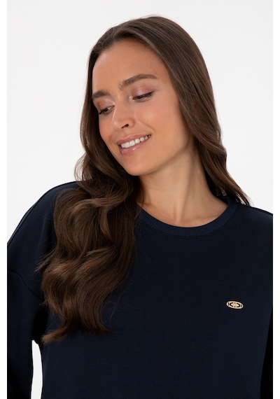 U.S. Polo Assn. Kadın Lacivert Gömlek Detaylı Bisiklet Yaka Sweatshirt 50314211-VR033