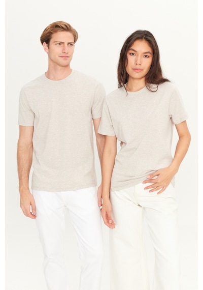 Ac&Co / Altınyıldız Classics Slim Fit Bisiklet Yaka Kısa Kol Pamuklu Erkek Tişört Bej Melanj Bej