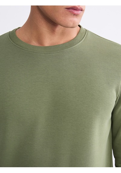 Lcwaıkıkı Basic Haki Bisiklet Yaka Erkek Kalın Sweatshirt