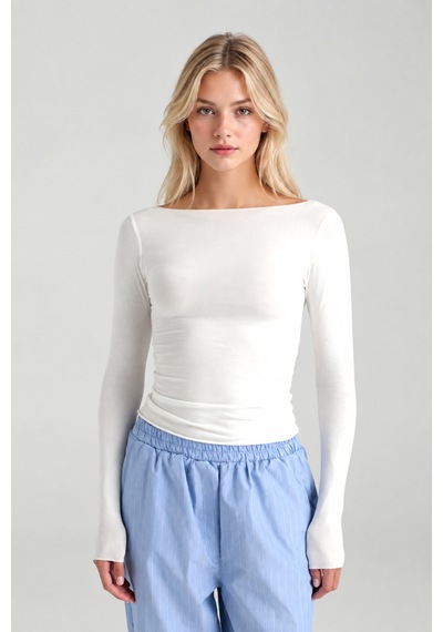 Cloudymood Kadın Ultra Soft Kayık Yaka Ekru Bluz Ekru - 892430116 Ekru
