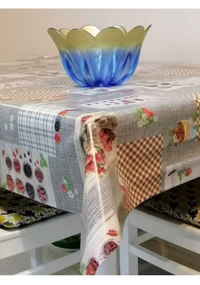 Elyaflı Pvc Muşamba - Desenli Silinebilir Masa Örtüsü 02mrl195b Renkli