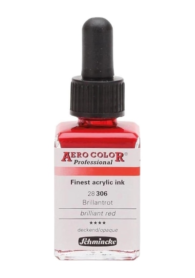 Schmincke Aero Color Akrilik Mürekkep 28 Ml. 306 Brilliant Red Diğer