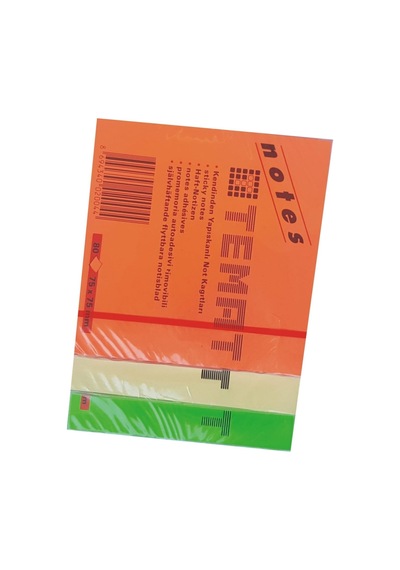 Yapışkanlı Not Kağıdı 3'lü Set, 75x75 Mm, Sarı-yeşil-turuncu