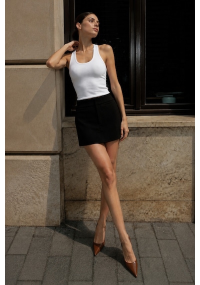 Seeh Siyah Mini Şort Etek Sh244 Basic