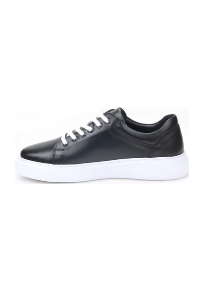 Papuçcity Pisagor Ps-581 Erkek Hakiki Deri Sneakers Spor Ayakkkabı Siyah - Beyaz