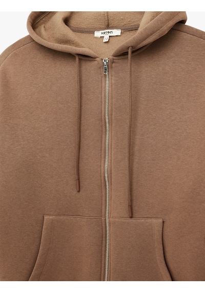 Koton Fermuarlı Cep Detaylı Kapüşonlu Oversize Sweatshirt Vizon 6sak10128nk 05x Koton Fermuarlı Cep Detaylı Kapüşonlu Oversize Sweatshirt Vizon 6sak10128nk 05x