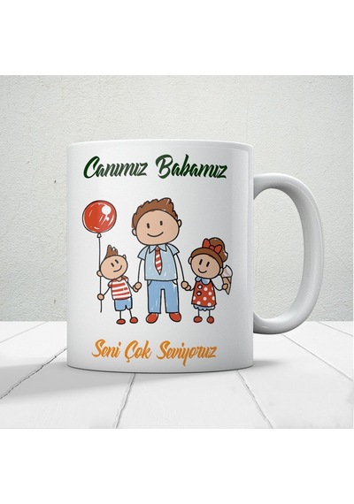 Canımız Babamız Baskılı Babalar Günü Kupa Bardak Kahve Kupa Bardak Beyaz