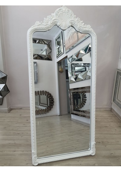Ayna Denizi Princess White Model Beyaz Renk Dekoratif Ayaklı Boy Aynası Beyaz