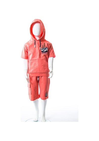 Xo Kids Erkek Çocuk Yazlık 2li Alt Üst Takım Tişort + Şort 2-7 Yaş 3222 Coral