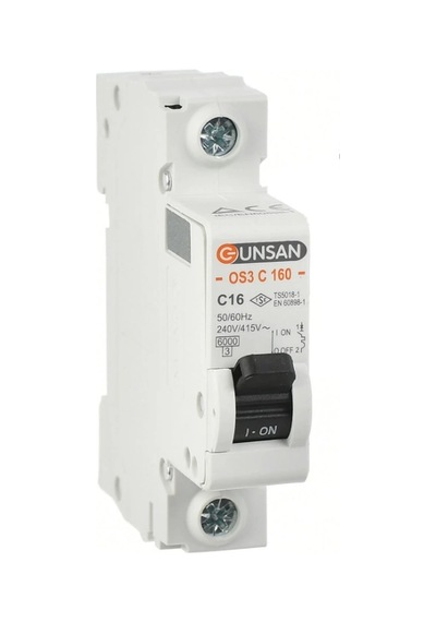 1 Adet Günsan 1x16a C Serisi 6ka Otomatik Sigorta Os3c160-1c16