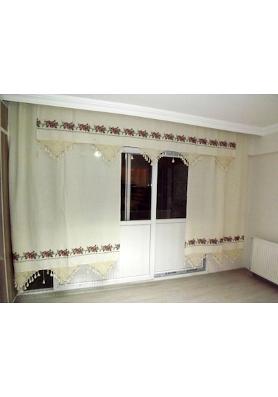 El Işi Dantelli Kanaviçe Buldan Perdesi (215x200)