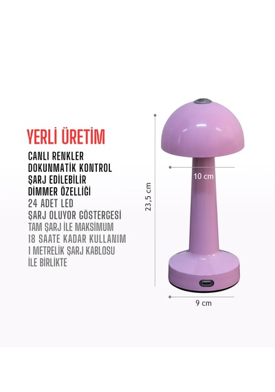 Zenlight Mantar Masa Lambası Pembe