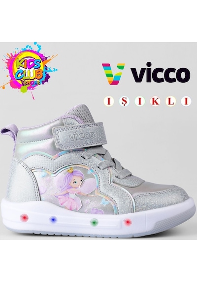 Vicco Klint Phylon Kauçuk Taban Ortopedik Işıklı Çocuk Bot Gümüş