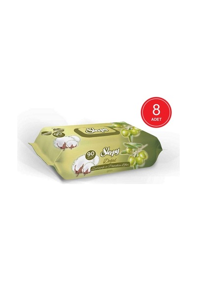 Sleepy Doğal Zeytinyağı Ve Pamuksu Lifler Islak Havlu 8 X 90'Lı