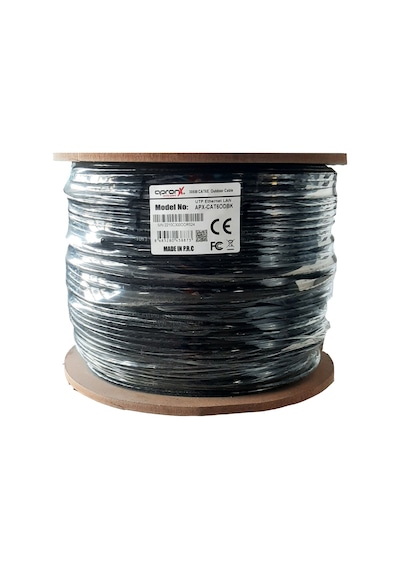 Apronx Cat6 23AWG 305 Metre Outdoor 0.57 MM Siyah Network Kablosu