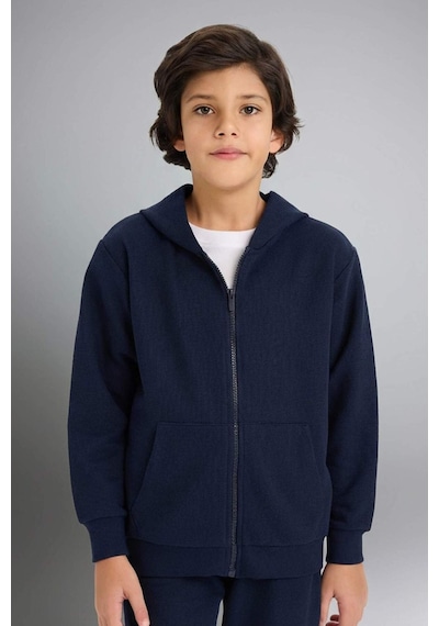 Defacto Erkek Çocuk Kapüşonlu Pike Fermuarlı Sweatshirt B6503a826spnv135 Lacivert-nv135