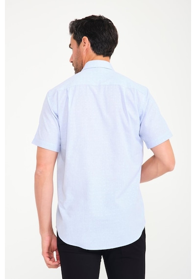 Klasik Kısa Kol Açık Zemin Kutu Desen Keten Cotton Hediye Kutulu Erkek Gömlek Fs-000745 - Açık Mavi-1674 Açık Mavi