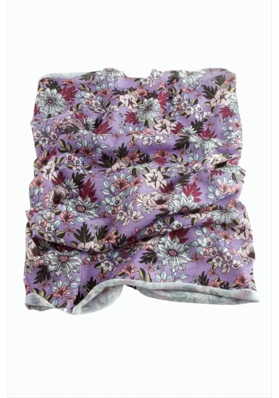 Çiçek Desenli Baff Boyunluk - Renk: Lila