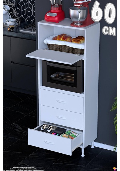 Nola 60 Cm Fırın Dolabı Üstü Kapaklı 3 Çekmeceli Çok Amaçlı Mutfak Kiler Banyo Dolabı 60x150x32 Cm Beyaz Nola 60 Cm Fırın Dolabı Üstü Kapaklı 3 Çekmeceli Çok Amaçlı Mutfak Kiler Banyo Dolabı 60x150x32 Cm Beyaz