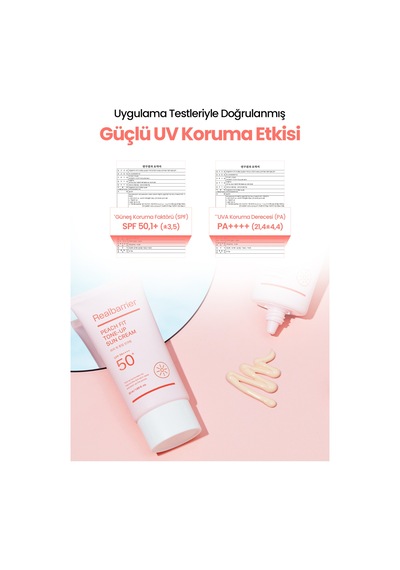 Ciltte Pürüzsüz Görünüm Sunan Ton Eşitleyici Güneş Kremi Realbarrıer Peach Fit Tone-up Sun Cream