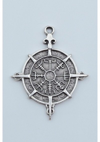 Viking Vegvisir Pusula Gümüş Kaplama Kolye Ucu Kod 1455 Çok Renkli