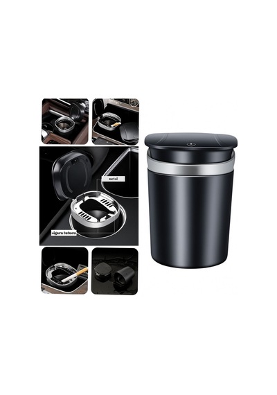 Araç İçi Küllük Işıklı Kapaklı Yanmaz Koku Geçirmez Multi Fonksiyon Üniversal Gümüş Renk Glz03504052