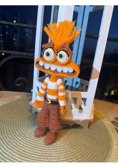 Insıde Out Endişe Amigurumi Oyuncak 20 Cm Turuncu