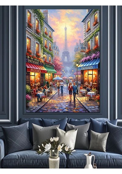 Gün Batımında Paris Eyfel Kulesi Dekoratif Kanvas - Mdf Ahşap Tablo