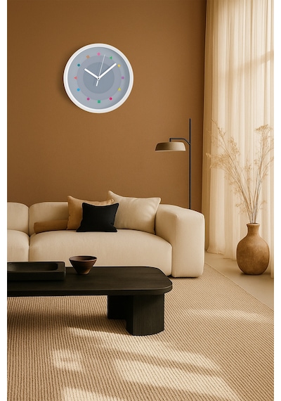 Soyut - Geometrik Temalı Modern Duvar Saati - 25cm - Önü Camlı Beyaz Kasa - Sessiz Mekanizma-jh0042 Beyaz